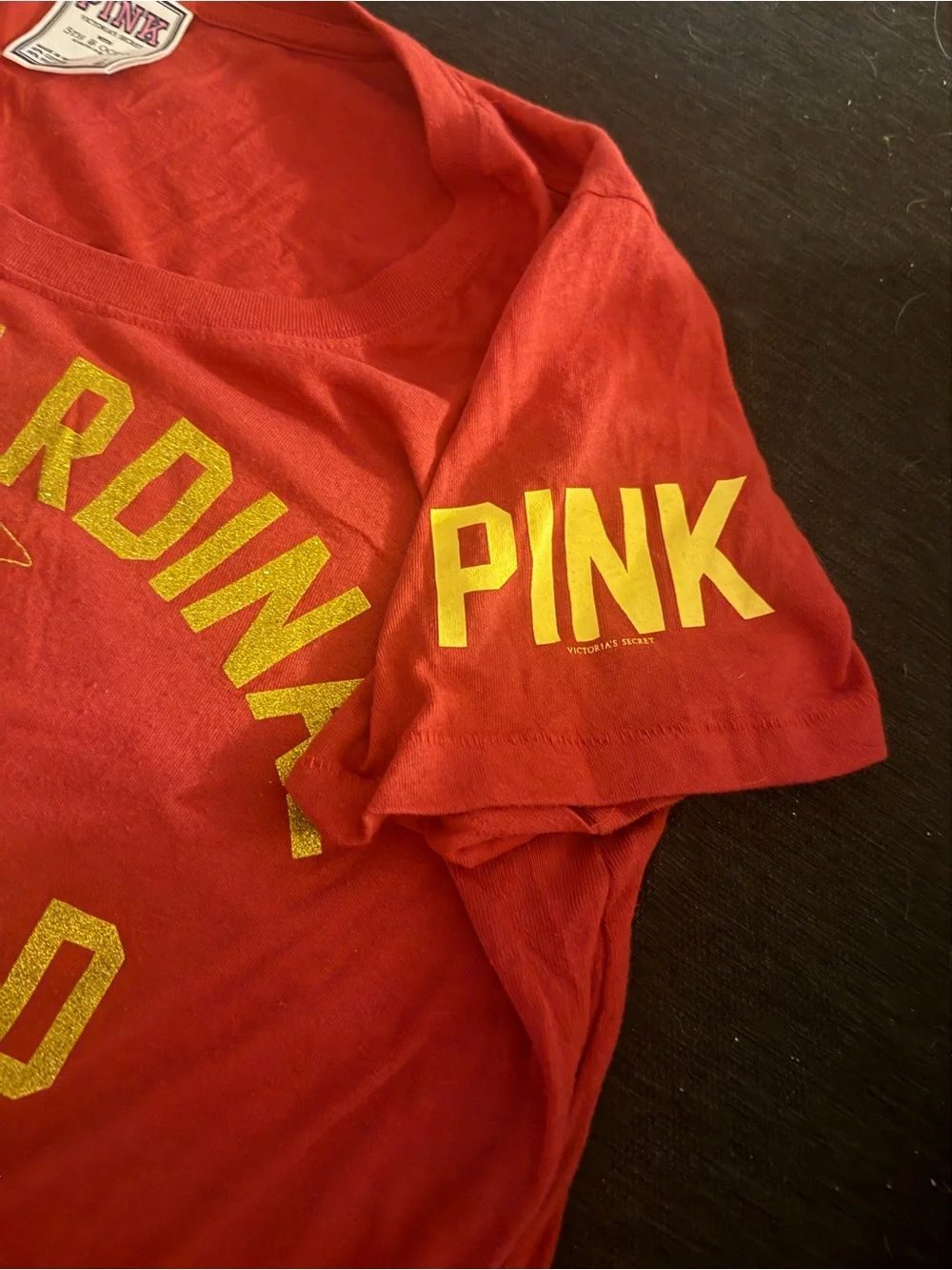 Vintage USC PINK Victoria's Secret Red Tee with Gold 'Love Cardinal and Gold'